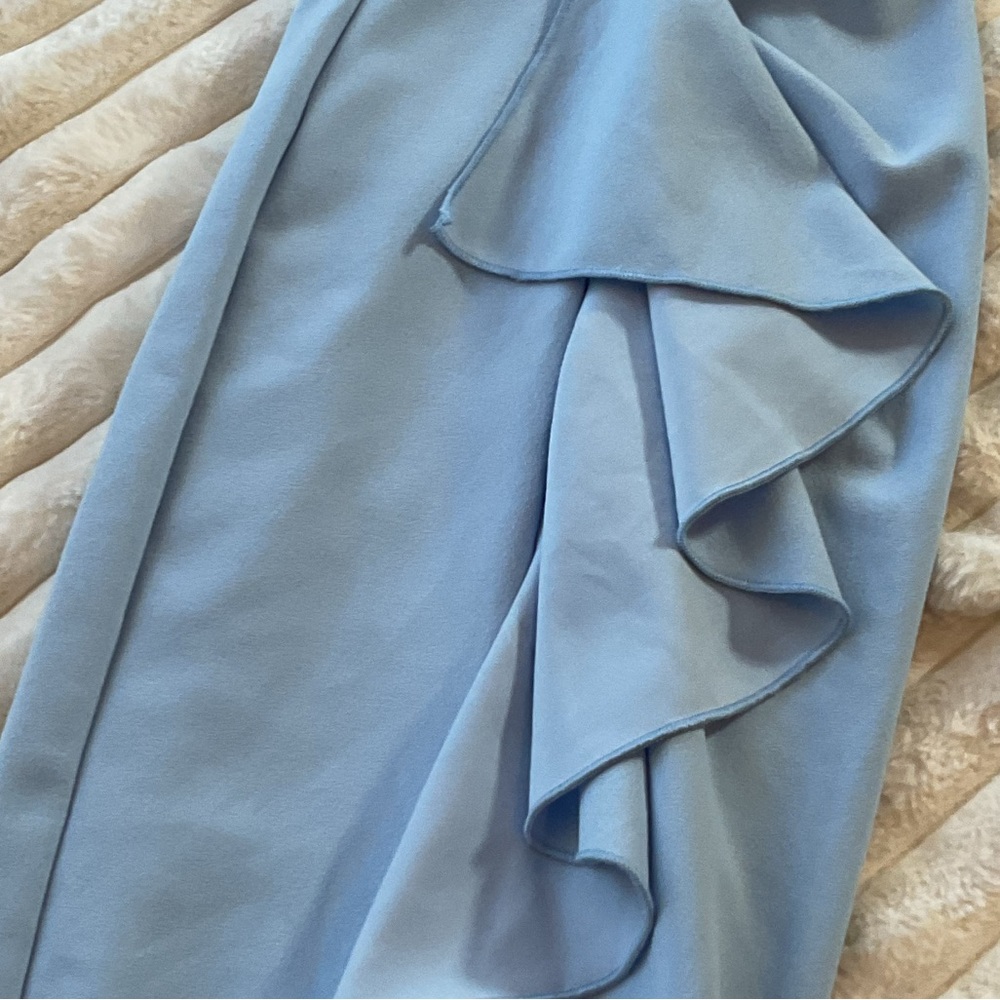 New Money RUFFLED BLUE PENCIL DRESS - Picture 14 of 15